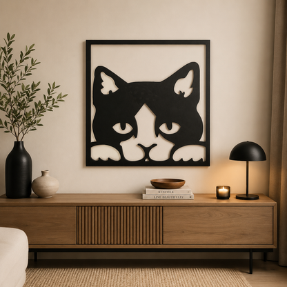 Décoration Murale Chat en Métal 50*55cm