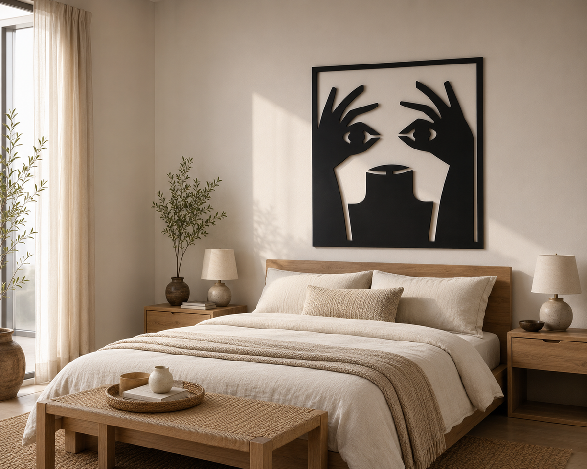 Décoration Murale Visage Abstrait en Métal 39*60cm