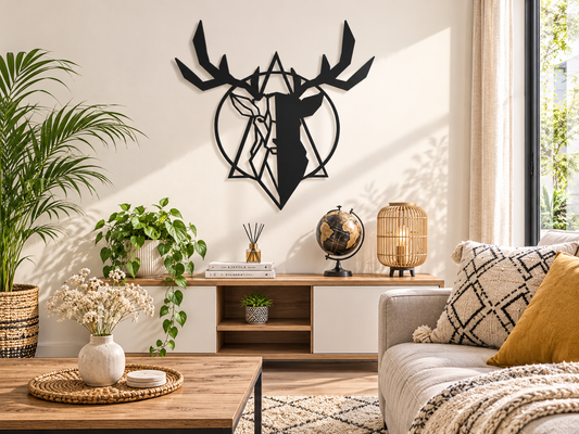 Décoration Murale Cerf Géométrique en Métal 48*58cm