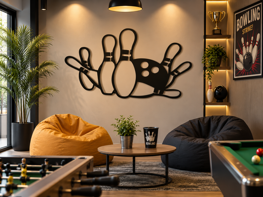 Décoration Murale Bowling en Métal 60*39cm