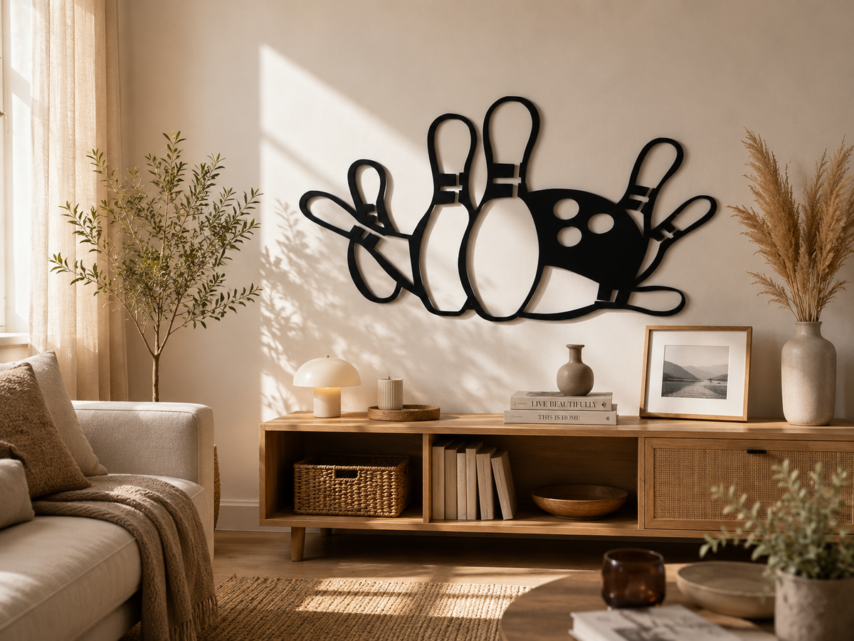Décoration Murale Bowling en Métal 60*39cm