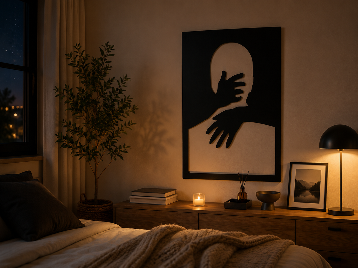 Décoration Murale Silhouette & Mains en Métal 39*60cm