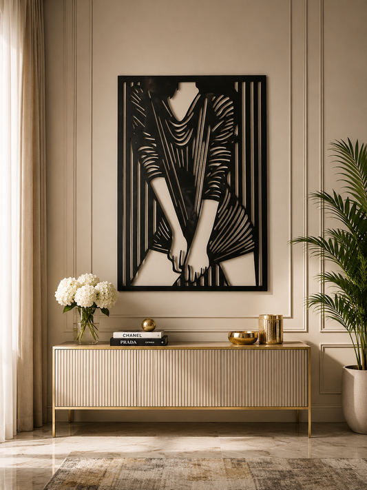 Décoration Murale Silhouette Féminine en Métal 39*60cm