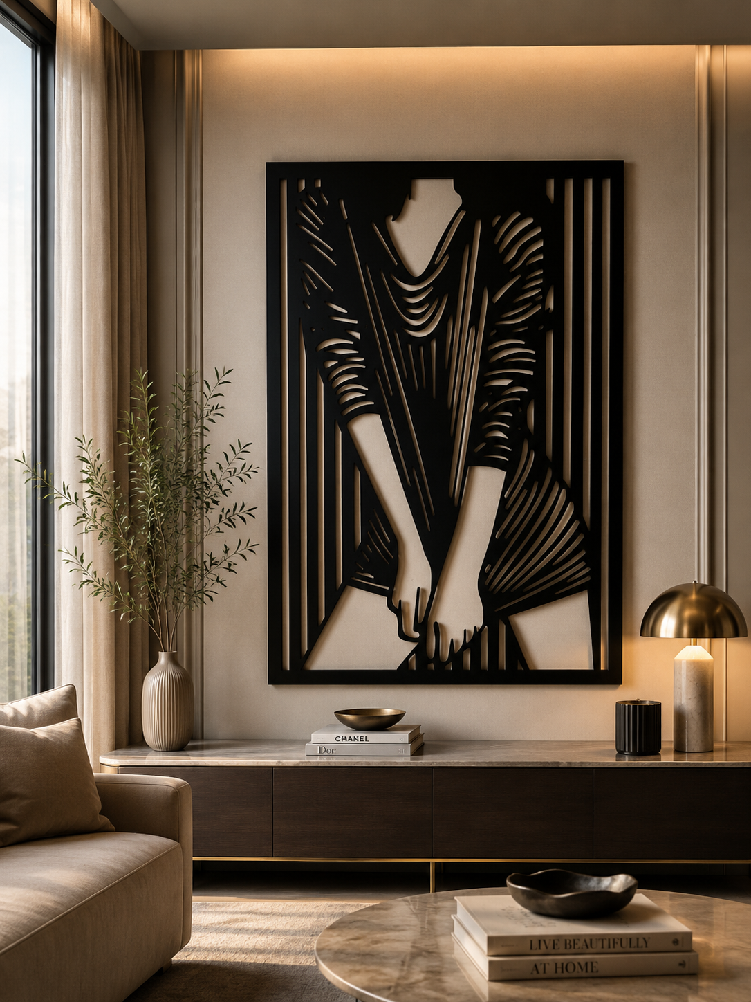 Décoration Murale Silhouette Féminine en Métal 39*60cm