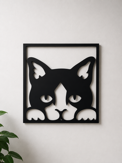 Décoration Murale Chat en Métal 50*55cm