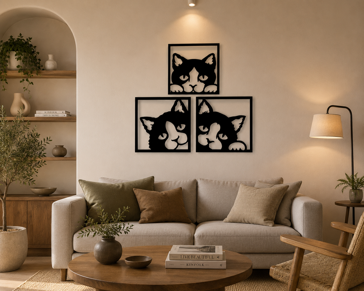 Décoration Murale Chat en Métal 50*55cm