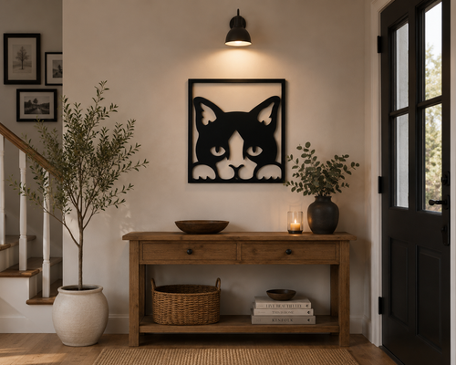 Décoration Murale Chat en Métal 50*55cm