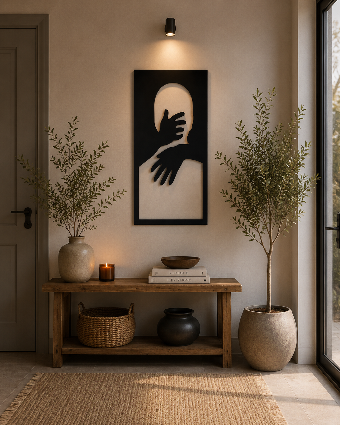 Décoration Murale Silhouette & Mains en Métal 39*60cm