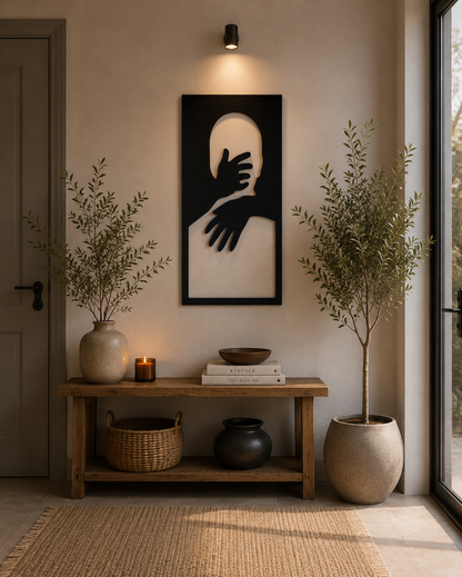 Décoration Murale Silhouette & Mains en Métal 39*60cm