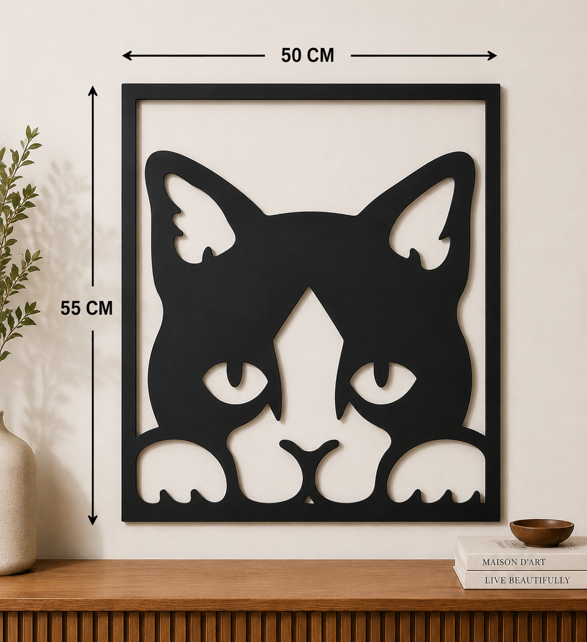 Décoration Murale Chat en Métal 50*55cm