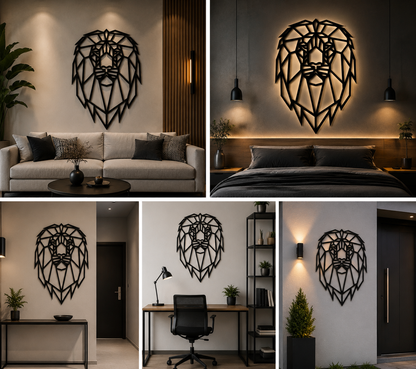 Décoration Murale Lion Géométrique en Métal 40*60cm