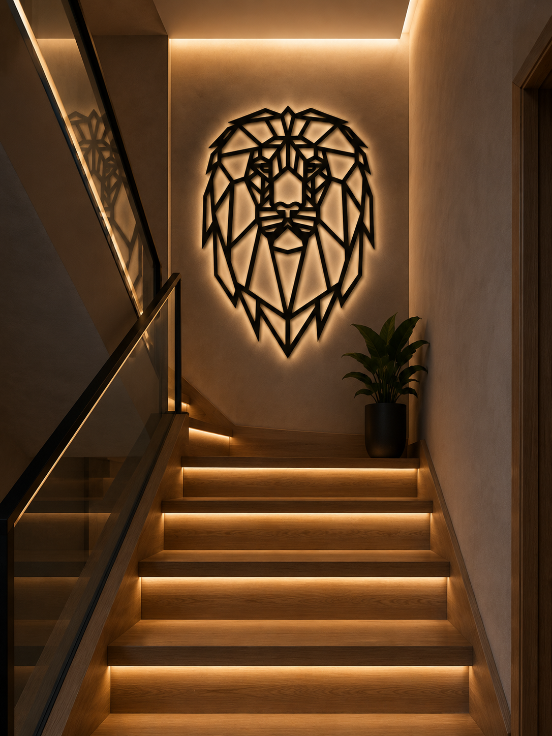 Décoration Murale Lion Géométrique en Métal 40*60cm