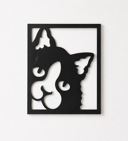 Décoration Murale Chat Abstrait en Métal 50*55cm