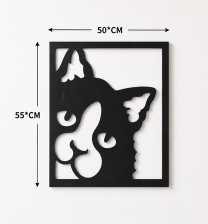 Décoration Murale Chat Abstrait en Métal 50*55cm