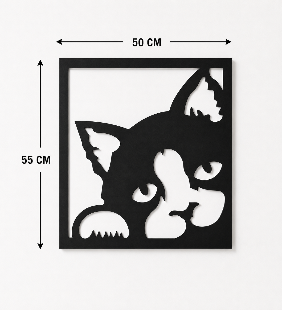 Décoration Murale Chat Curieux en Métal 50*55cm