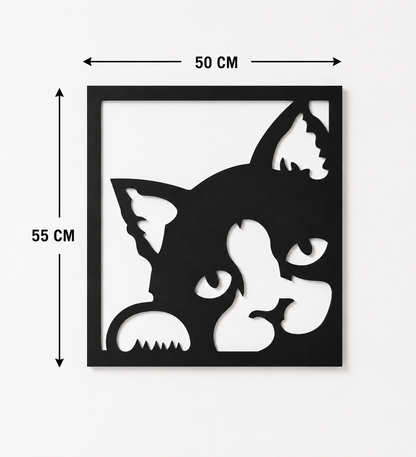 Décoration Murale Chat Curieux en Métal 50*55cm