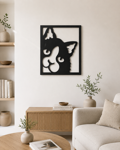 Décoration Murale Chat Abstrait en Métal 50*55cm