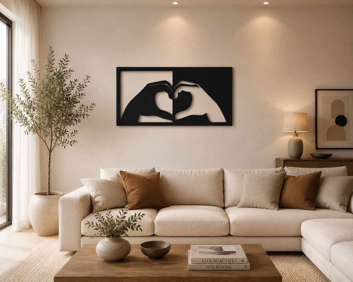Décoration Murale Mains Cœur en Métal 75*39cm