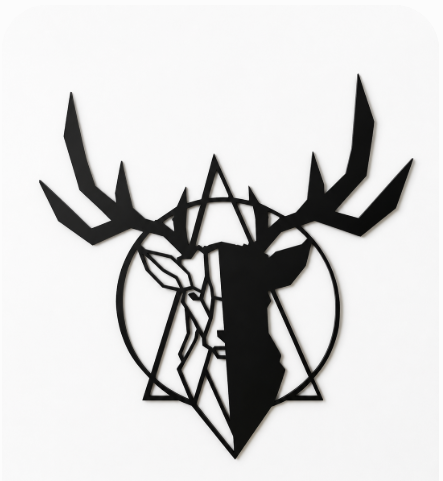 Décoration Murale Cerf Géométrique en Métal 48*58cm